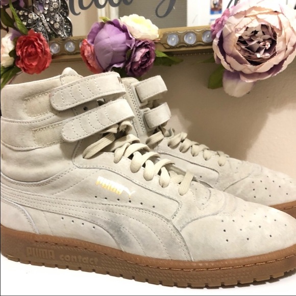 Off white/army green Puma Sky High Sneaker suede bundle - Picture 5 of 16